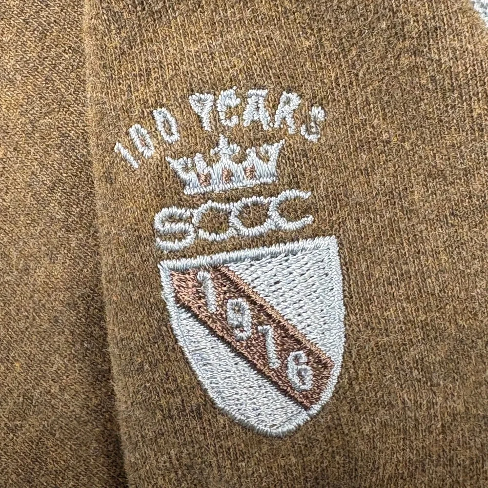 Peter Millar Mens Brown 1/4 Zip Cotton Pullover SCCC 100 Year Crest Size M
